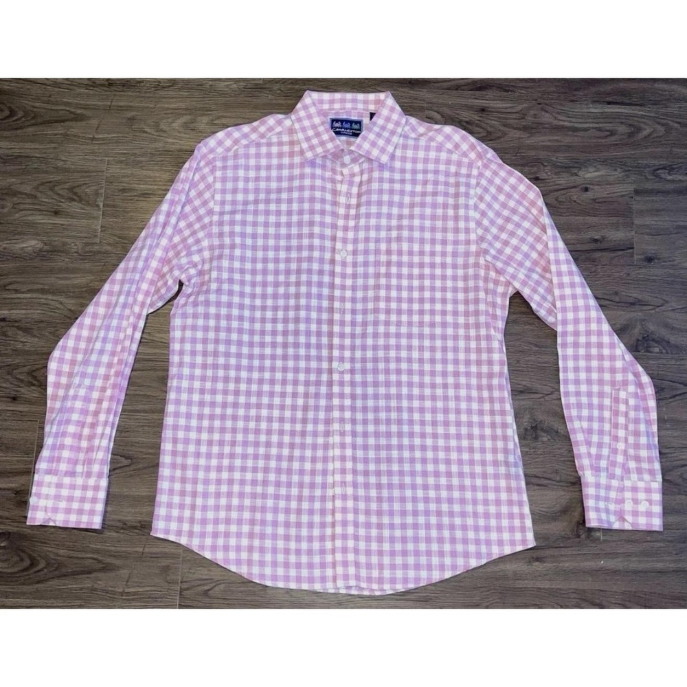 Charleston Threads Shirt Mens L Pink Check Cotton Long Sleeve Button Up‎ Casual